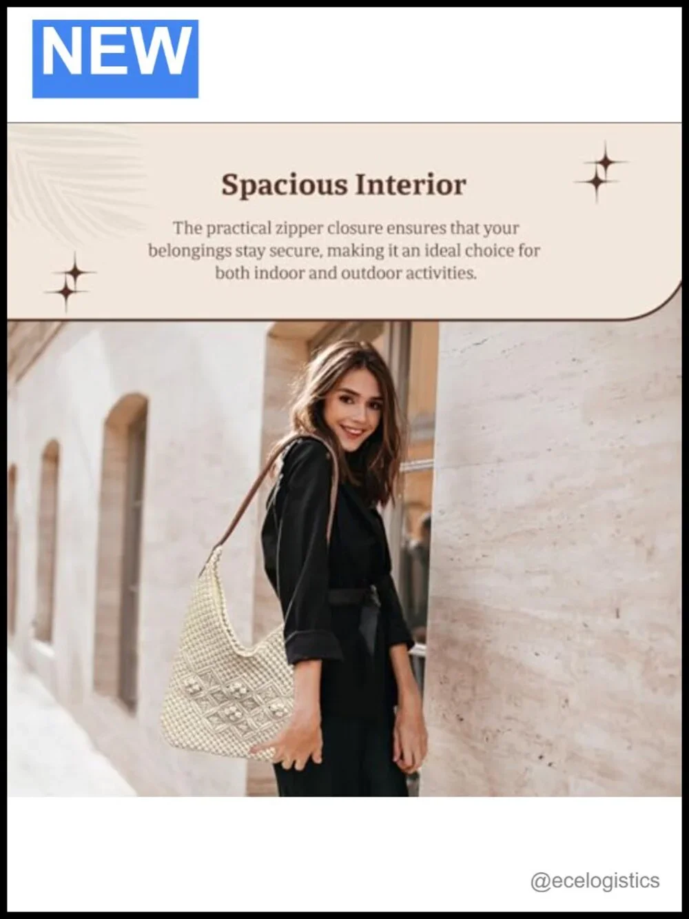Women's Crochet Macrame Hobo Bag with Leather Handle
